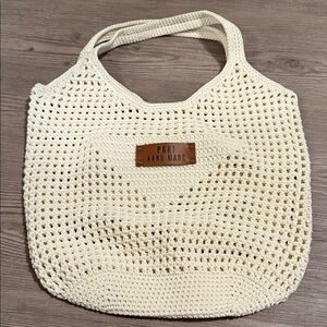 Cream Crochet Tote Bag